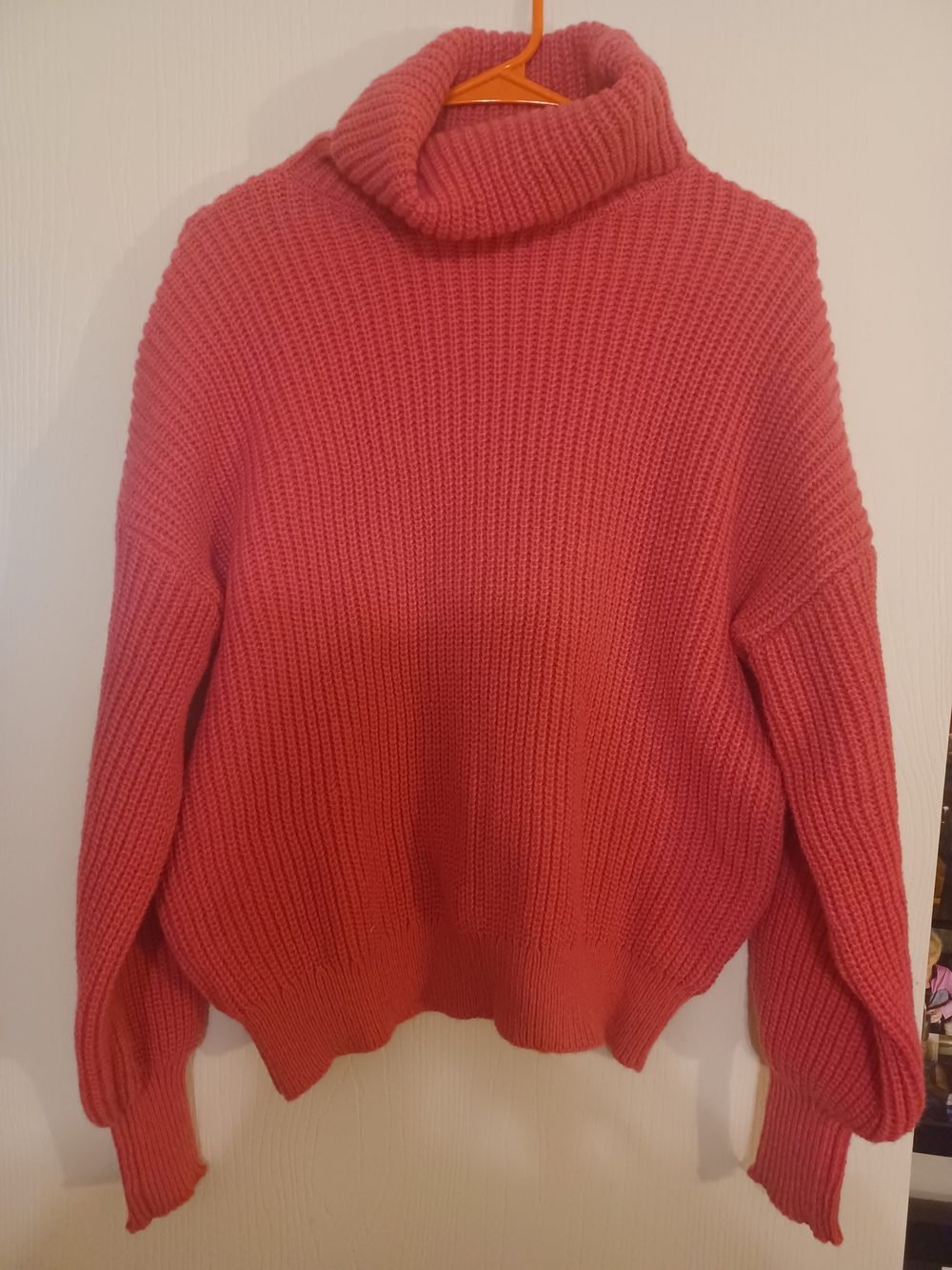 SHEIN Chunky Cowl Neck Sweater - Coral Pink